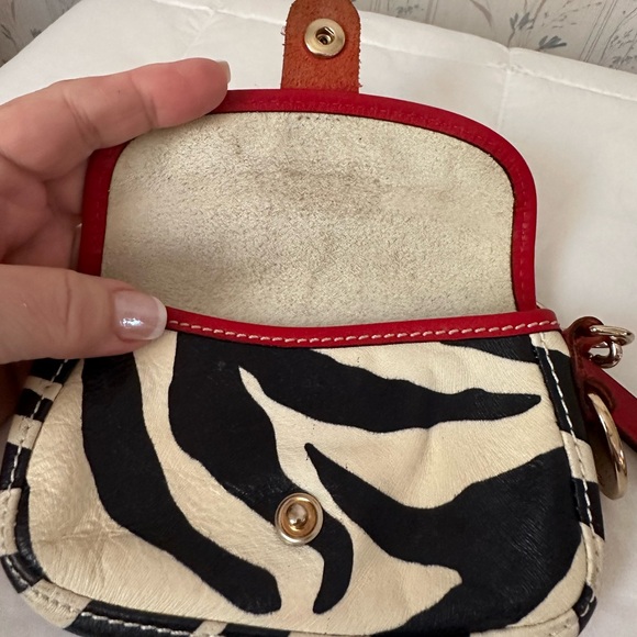 Dooney & Bourke Leather Zebra Wristlet with Red Trim - Picture 10 of 13